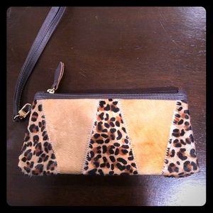Calf-hair patchwork wristlet